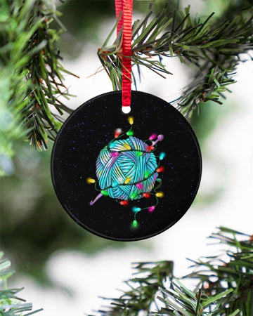 Crochet And Knitting Ball Circle Ornament, Christmas Ornament, Christmas Gift