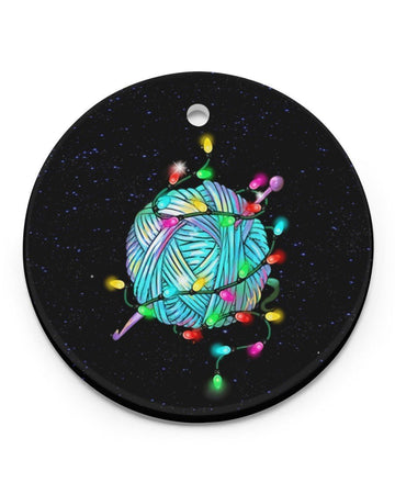 Crochet And Knitting Ball Circle Ornament, Christmas Ornament, Christmas Gift