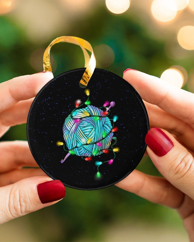 Crochet And Knitting Ball Circle Ornament, Christmas Ornament, Christmas Gift