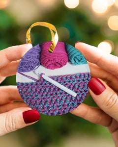 Crochet And Knitting Yarn Circle Ornament, Christmas Ornament, Christmas Gift
