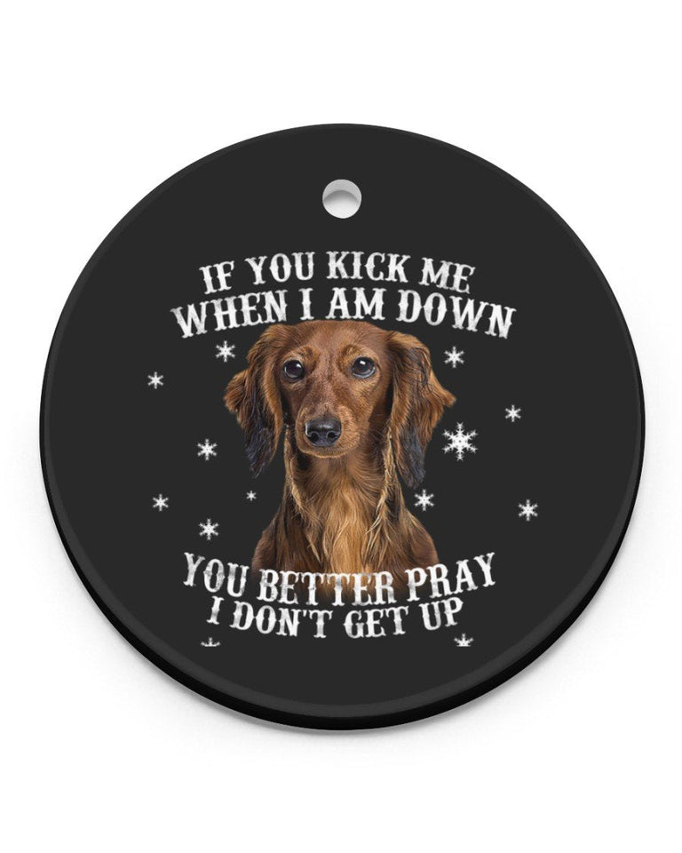 Dachshund I Am Down Circle Ornament, Christmas Ornament, Christmas Gift