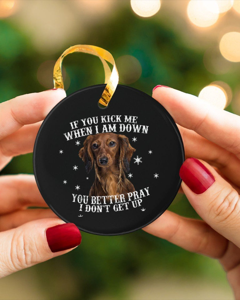 Dachshund I Am Down Circle Ornament, Christmas Ornament, Christmas Gift