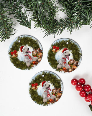 Bedlington Terrier Ringbell Gift For You Circle Ornament, Christmas Ornament, Christmas Gift