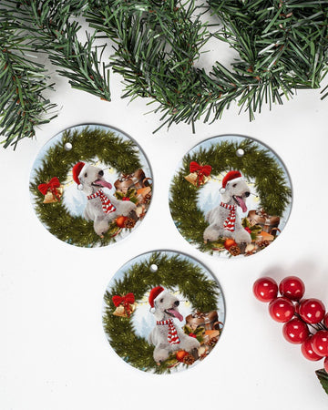 Bedlington Terrier Ringbell Gift For You Circle Ornament, Christmas Ornament, Christmas Gift