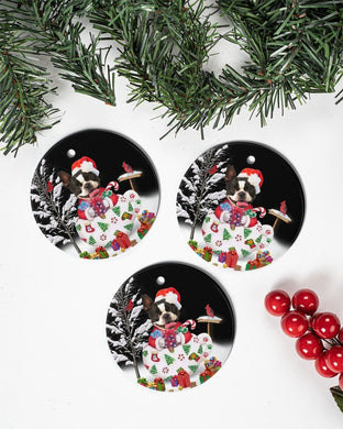 Boston Colorful Present Gift For You Circle Ornament, Christmas Ornament, Christmas Gift