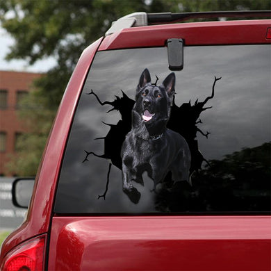 [sk1384-snf-lad]-german-shepherd-crack-car-sticker-dogs-lover