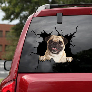 [sk1523-snf-tnt]-pug-crack-sticker-dogs-lover