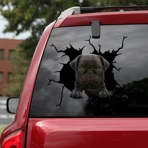 [sk1524-snf-tnt]-pug-crack-sticker-dogs-lover