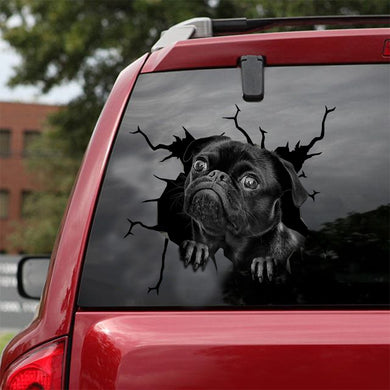 [sk1528-snf-tnt]-pug-crack-sticker-dogs-lover