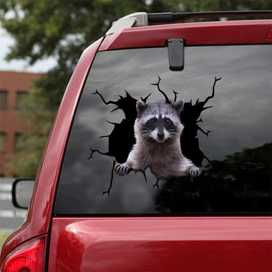 [sk1367-snf-tnt]-raccoon-crack-sticker-animals-lover