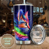 Camellia Personalized Tye Dye Colorful Cat Kitten Stainless Steel Tumbler - Double-Walled Insulation Thermal Cup With Lid Gift For Pet Lover Cat Mom