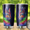 Camellia Personalized Tye Dye Colorful Cat Kitten Stainless Steel Tumbler - Double-Walled Insulation Thermal Cup With Lid Gift For Pet Lover Cat Mom