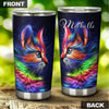 Camellia Personalized Tye Dye Colorful Cat Kitten Stainless Steel Tumbler - Double-Walled Insulation Thermal Cup With Lid Gift For Pet Lover Cat Mom