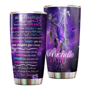 Camellia Personalized Butterfly To My Daughter Loving Letter Stainless Steel Tumbler - Double-Walled Insulation Thermal Cup With Lid Father Gift For Daughter