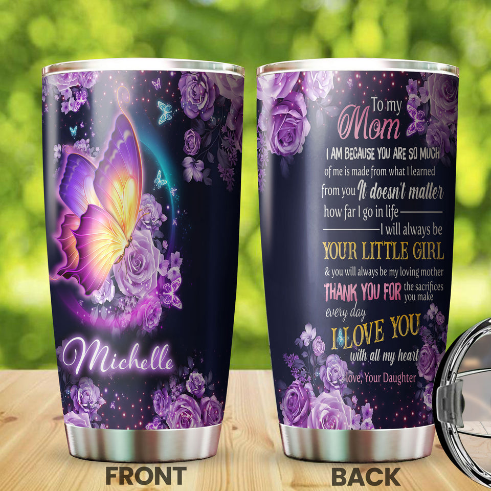 Camellia Personalized To My Mom I Love You Stainless Steel Tumbler - Double-Walled Insulation Thermal Cup With Lid Daughter Gift For Mommy Mother's Day