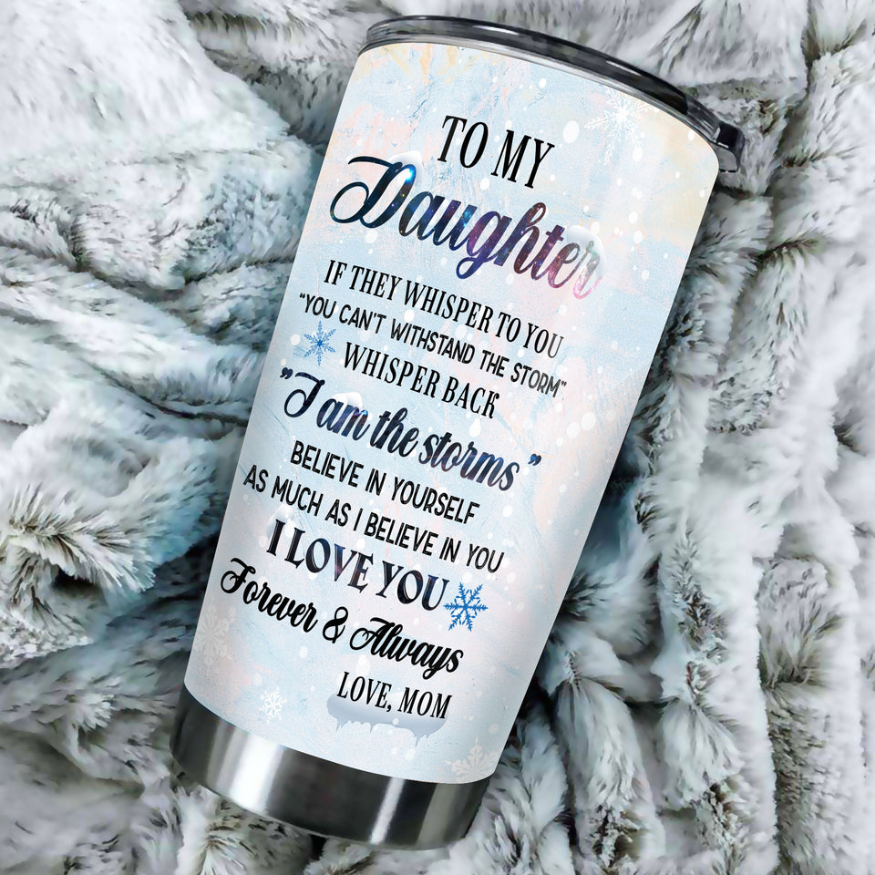 Camellia Personalized Penguins To My Daughter Loving Letters Stainless Steel Tumbler - Double-Walled Insulation Thermal Cup With Lid Mom Gift For Girls