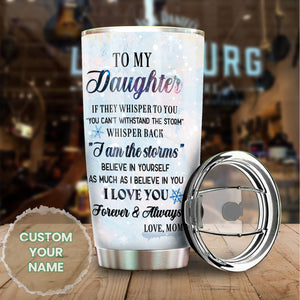 Camellia Personalized Penguins To My Daughter Loving Letters Stainless Steel Tumbler - Double-Walled Insulation Thermal Cup With Lid Mom Gift For Girls