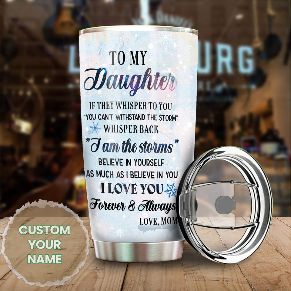 Camellia Personalized Penguins To My Daughter Loving Letters Stainless Steel Tumbler - Double-Walled Insulation Thermal Cup With Lid Mom Gift For Girls