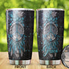Camellia Personalized Peace Hippie Dreamcatcher Wooden Style Stainless Steel Tumbler - Double-Walled Insulation Thermal Cup With Lid Gift For Hipster Hippie Peace Lover