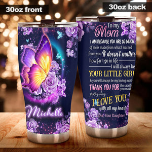 Camellia Personalized To My Mom I Love You Stainless Steel Tumbler - Double-Walled Insulation Thermal Cup With Lid Daughter Gift For Mommy Mother's Day