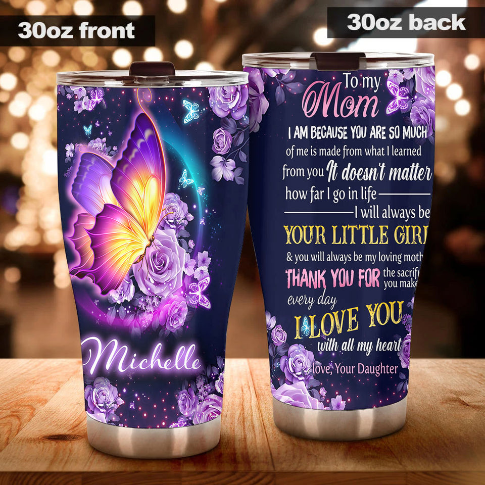 Camellia Personalized To My Mom I Love You Stainless Steel Tumbler - Double-Walled Insulation Thermal Cup With Lid Daughter Gift For Mommy Mother's Day