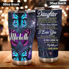 Camellia Personalized Butterfly To My Daughter Loving Letter Stainless Steel Tumbler - Double-Walled Insulation Travel Thermal Cup With Lid Mom Gift For Daughter