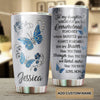 Camellia Personalized Butterfly Jewelry To My Daughter Loving Letters Stainless Steel Tumbler - Double-Walled Insulation Travel Thermal Cup With Lid Mom Gift For Daughter Girl
