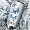 Camellia Personalized Butterfly Jewelry To My Daughter Loving Letters Stainless Steel Tumbler - Double-Walled Insulation Travel Thermal Cup With Lid Mom Gift For Daughter Girl