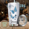 Camellia Personalized Butterfly Jewelry To My Daughter Loving Letters Stainless Steel Tumbler - Double-Walled Insulation Travel Thermal Cup With Lid Mom Gift For Daughter Girl