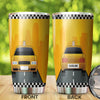 Camellia Personalized American Yellow Taxi Car Graphics Stainless Steel Tumbler - Double-Walled Insulation Travel Thermal Cup With Lid Gift For Taxi Driver Birthday