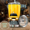Camellia Personalized American Yellow Taxi Car Graphics Stainless Steel Tumbler - Double-Walled Insulation Travel Thermal Cup With Lid Gift For Taxi Driver Birthday