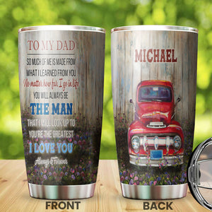 Camellia Personalized Car To My Dad I Love You Stainless Steel Tumbler - Double-Walled Insulation Thermal Cup With Lid Gift For Dad Father's Day