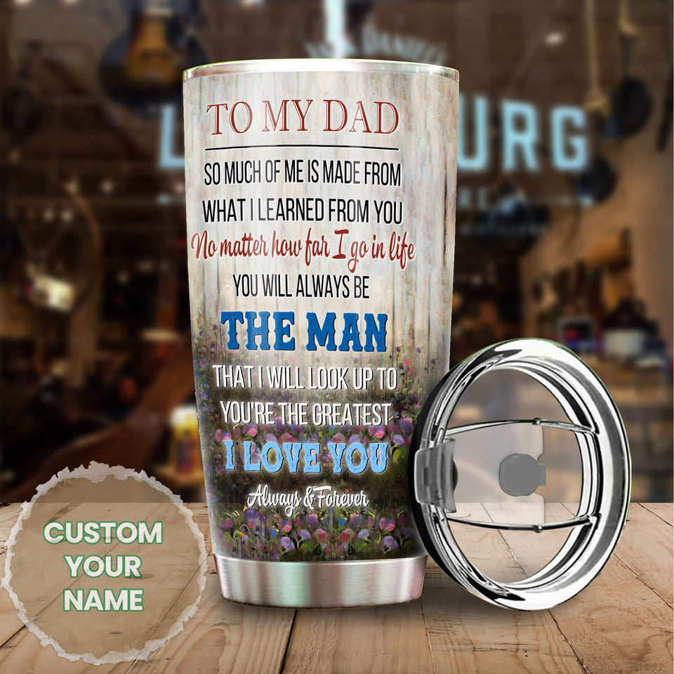 Camellia Personalized Car To My Dad I Love You Stainless Steel Tumbler - Double-Walled Insulation Thermal Cup With Lid Gift For Dad Father's Day