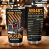 Camellia Personalized Being A Trucker Never Ends Nutrition Facts Stainless Steel Tumbler - Double-Walled Insulation Thermal Cup With Lid Gift For Trucker Dad