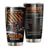 Camellia Personalized Being A Trucker Never Ends Nutrition Facts Stainless Steel Tumbler - Double-Walled Insulation Thermal Cup With Lid Gift For Trucker Dad