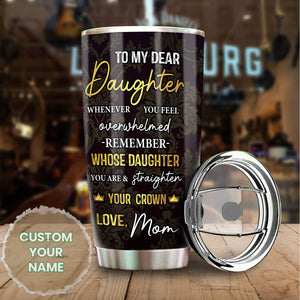 Camellia Personalized Afro Girl To My Dear Daughter Loving Letters Stainless Steel Tumbler - Double-Walled Insulation Travel Thermal Cup With Lid Mother Gift For Girl Daughter