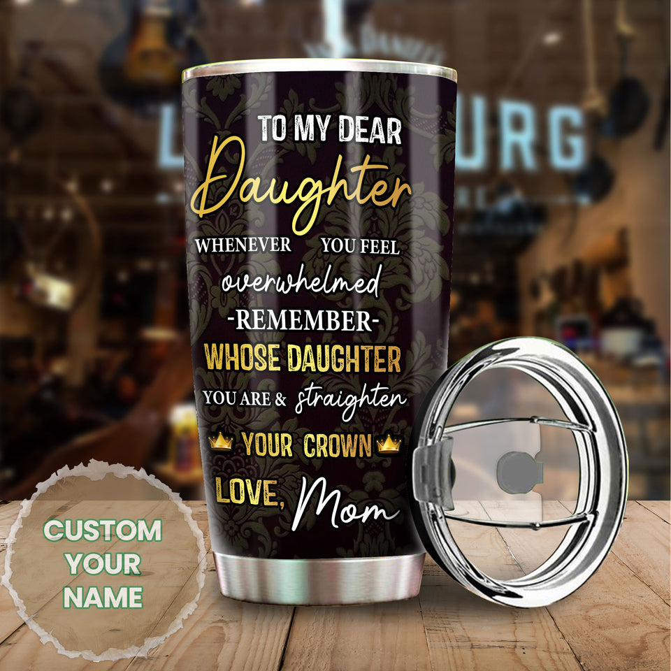 Camellia Personalized Afro Girl To My Dear Daughter Loving Letters Stainless Steel Tumbler - Double-Walled Insulation Travel Thermal Cup With Lid Mother Gift For Girl Daughter