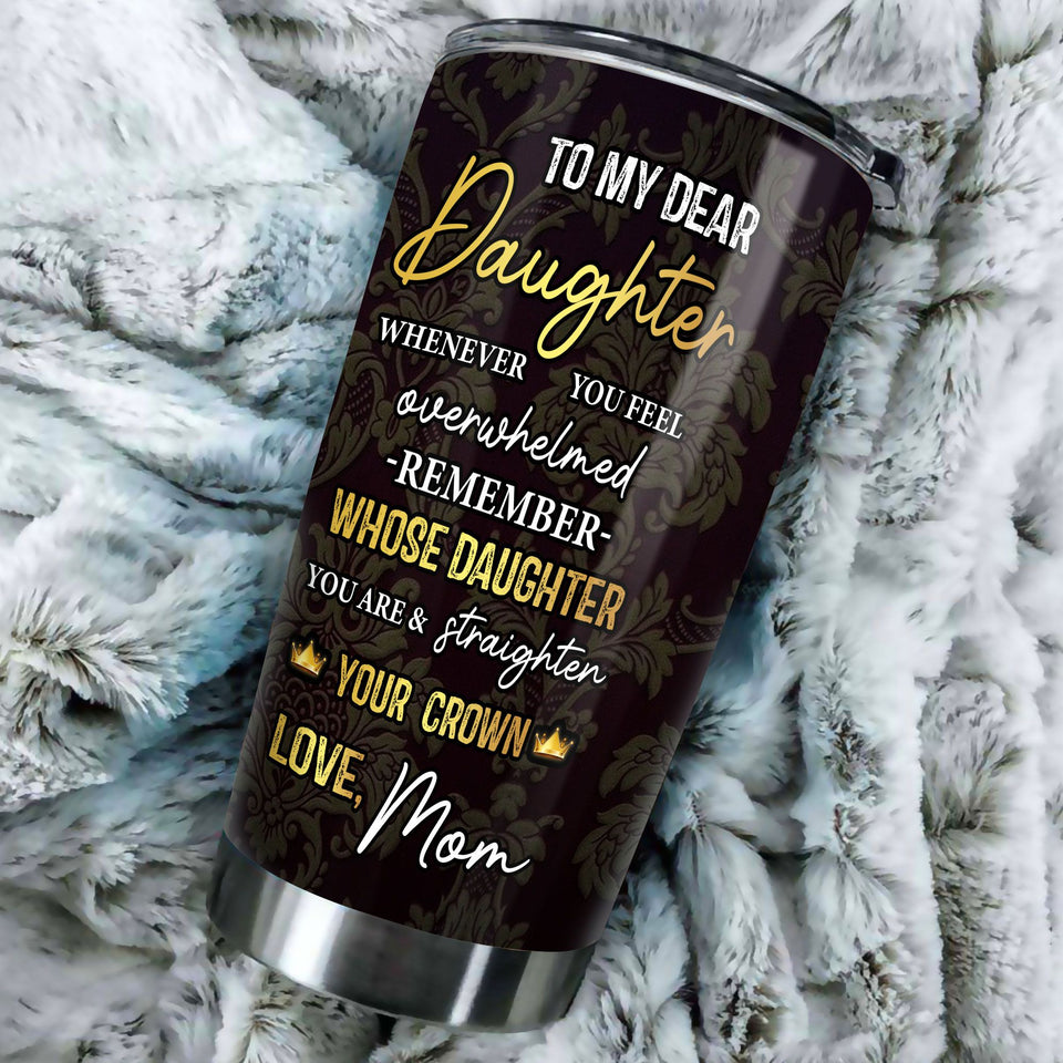 Camellia Personalized Afro Girl To My Dear Daughter Loving Letters Stainless Steel Tumbler - Double-Walled Insulation Travel Thermal Cup With Lid Mother Gift For Girl Daughter