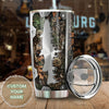 Camellia Personalized Fishing Hunting Metal Style Stainless Steel Tumbler - Double-Walled Insulation Travel Thermal Cup With Lid Gift For Fisherman Fighing Dad Hunter