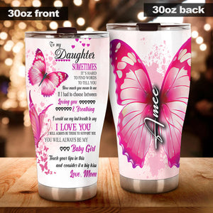 Camellia Personalized Butterfly To My Daughter Stainless Steel Tumbler - Double-Walled Insulation Thermal Cup With Lid Mom Gift For Daughter
