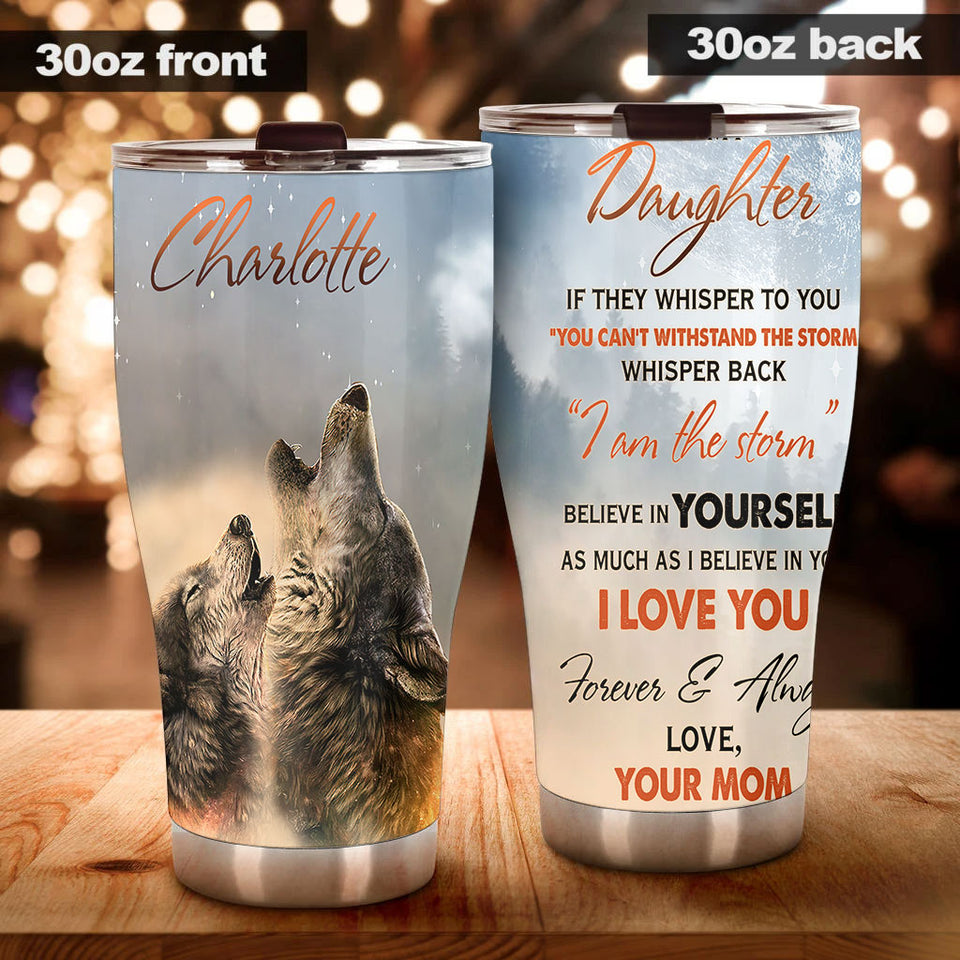 Camellia Personalized Daughter Believe In Yourself Motivational Quote Stainless Steel Tumbler - Double-Walled Insulation Travel Thermal Cup With Lid Mom Gift For Daughter
