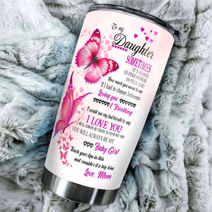 Camellia Personalized Butterfly To My Daughter Stainless Steel Tumbler - Double-Walled Insulation Thermal Cup With Lid Mom Gift For Daughter