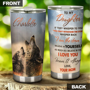 Camellia Personalized Daughter Believe In Yourself Motivational Quote Stainless Steel Tumbler - Double-Walled Insulation Travel Thermal Cup With Lid Mom Gift For Daughter