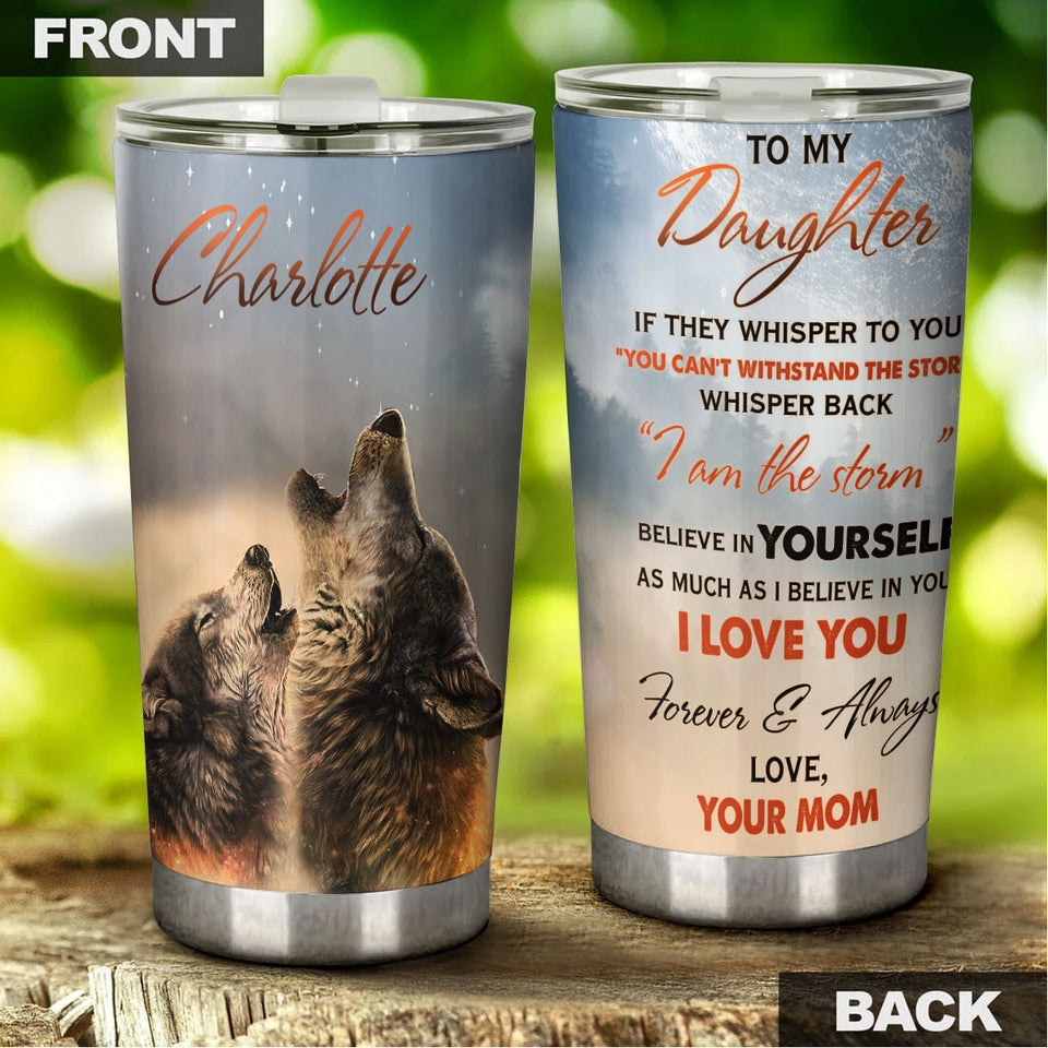 Camellia Personalized Daughter Believe In Yourself Motivational Quote Stainless Steel Tumbler - Double-Walled Insulation Travel Thermal Cup With Lid Mom Gift For Daughter