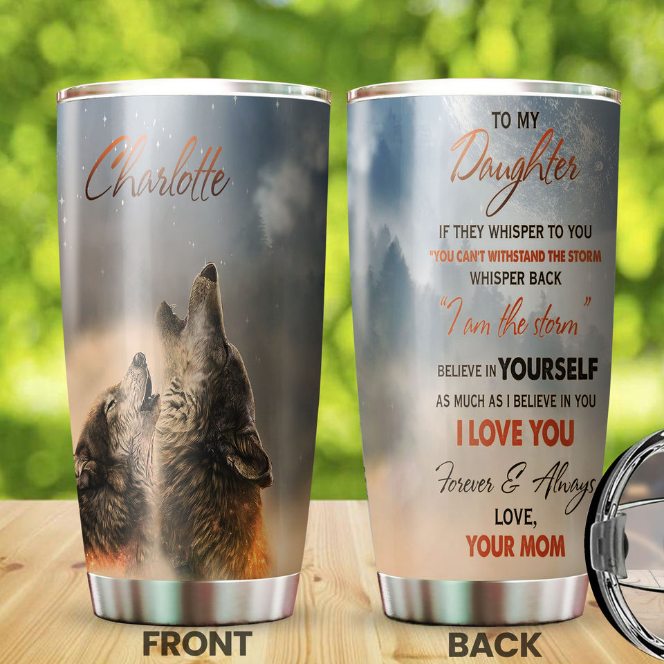 Camellia Personalized Daughter Believe In Yourself Motivational Quote Stainless Steel Tumbler - Double-Walled Insulation Travel Thermal Cup With Lid Mom Gift For Daughter