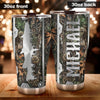 Camellia Personalized Fishing Hunting Metal Style Stainless Steel Tumbler - Double-Walled Insulation Travel Thermal Cup With Lid Gift For Fisherman Fighing Dad Hunter