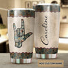 Camellia Personalized Hippie Henna Hand Sign Graphic Rock Stainless Steel Tumbler - Double-Walled Insulation Travel Thermal Cup With Lid Gift For Teenager Birthday