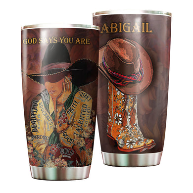 Camellia Personalized Cowboy God Says You Are Beautiful Smart Stainless Steel Tumbler - Double-Walled Insulation Thermal Cup With Lid Gift For Teenager Hipster