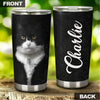 Camellia Personalized Cute Black Cat Stainless Steel Tumbler - Double-Walled Insulation Travel Thermal Cup With Lid Gift For Pet Lover Cat Mom