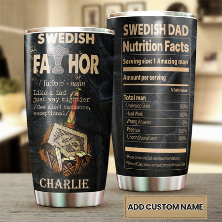 Camellia Personalized Swedish Fathor Definition Way Mightier Viking Nutrition Facts Stainless Steel Tumbler - Double-Walled Insulation Travel Thermal Cup With Lid Gift For Father's Day